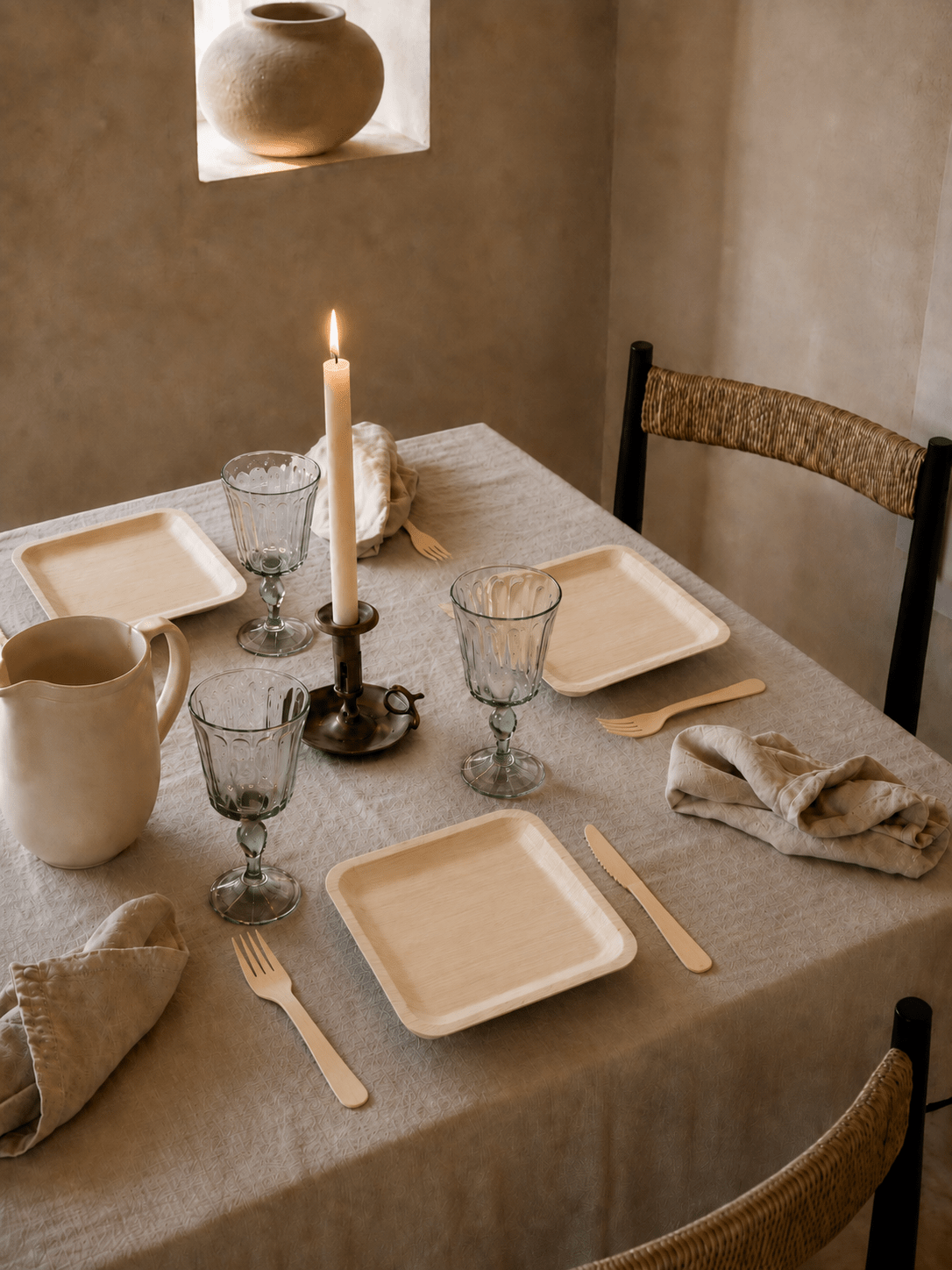 8" Square Wooden Plates - Naturally Textured Appetizer Plates for Parties &amp; Gatherings - Leaf with life
