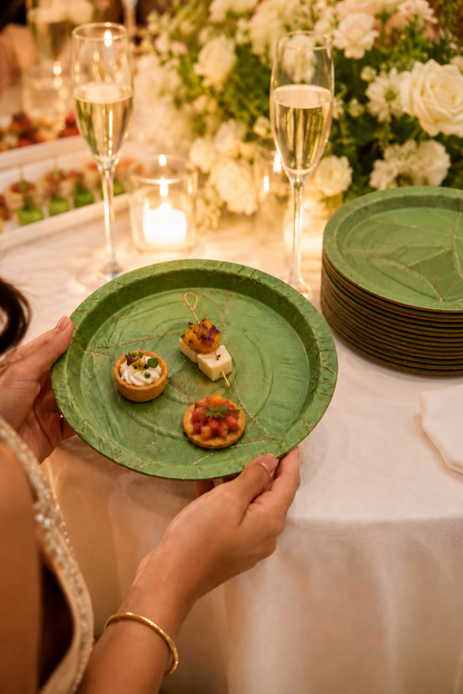 9" Sal Leaf Plates - Natural Round Plates for Meals, Salads, Picnics &amp; Catering