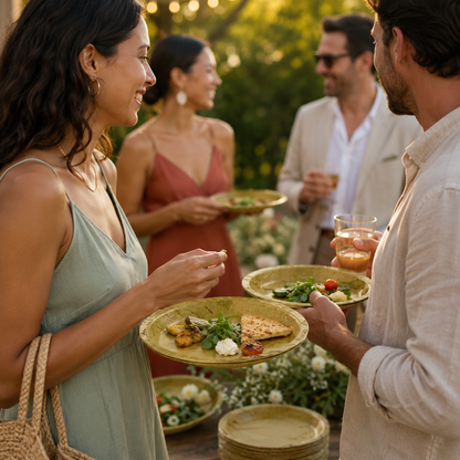 11" Sal Leaf Dinner Plates - Naturally Textured Leaf Plates for Gatherings, Picnics &amp; Catering