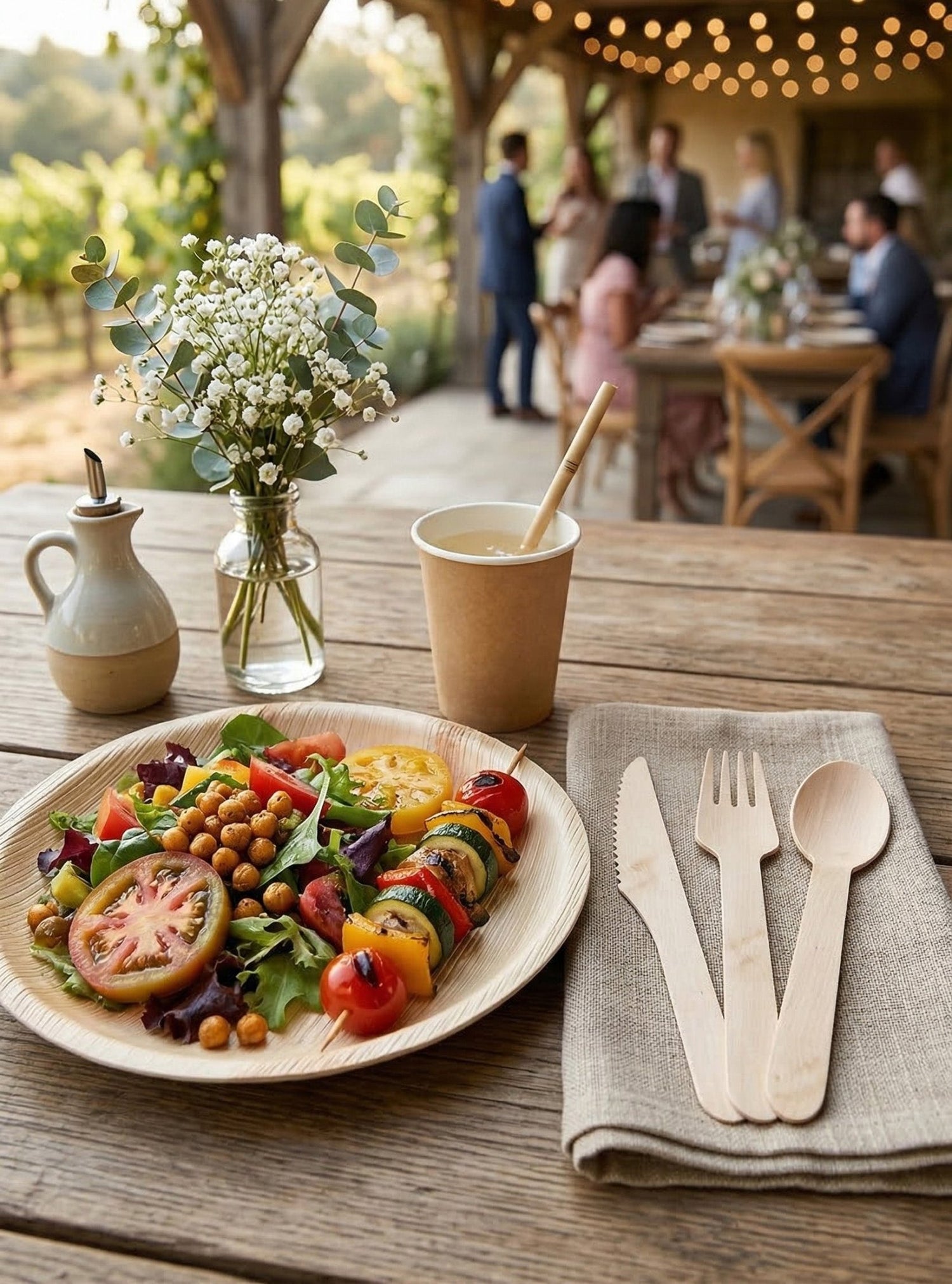 Compostable Splinter - Free Wooden Cutlery Set - Heavy - Duty Fork, Knife &amp; Spoon for Events - Leaf with life