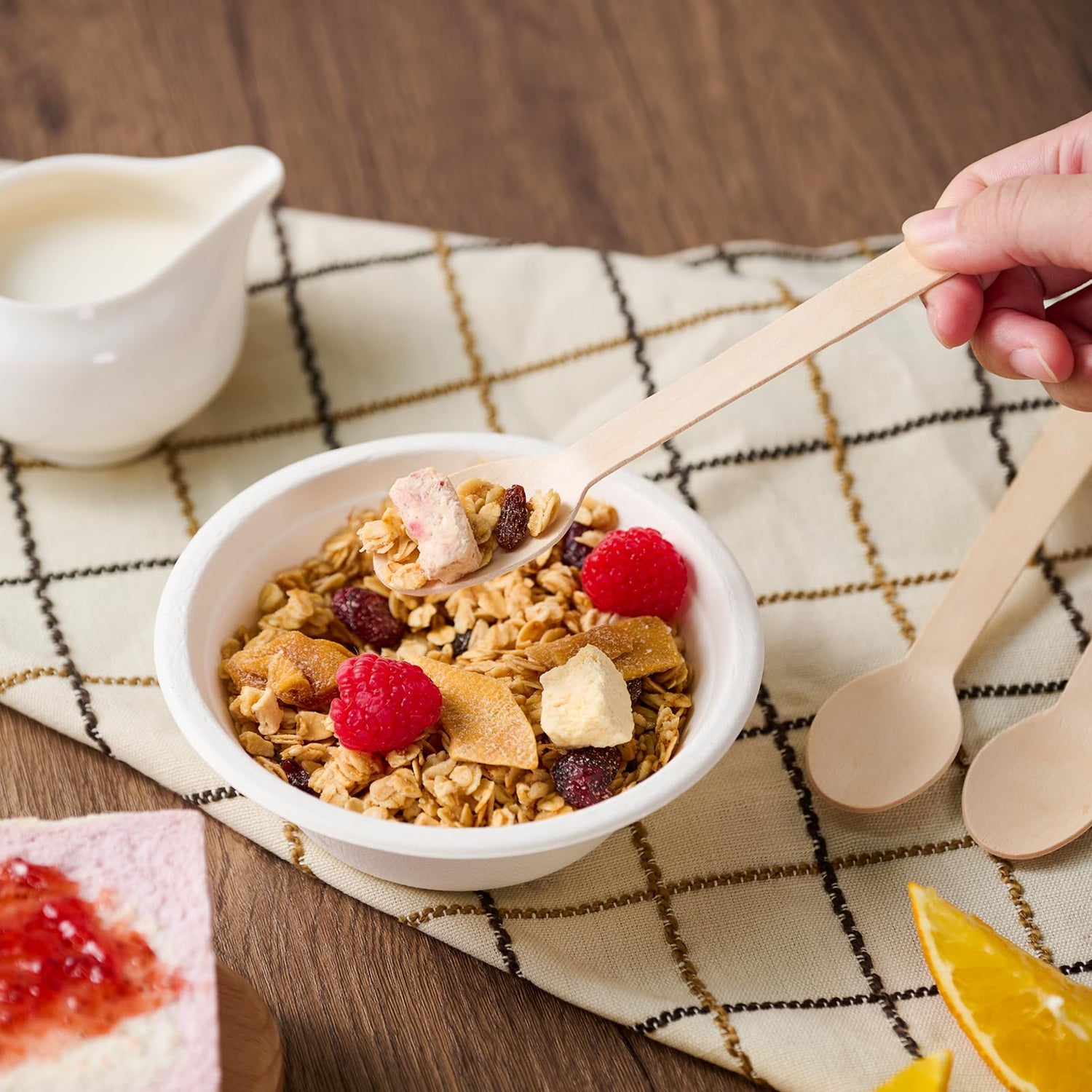 Compostable Splinter - Free Wooden Cutlery Set - Heavy - Duty Fork, Knife &amp; Spoon for Events - Leaf with life