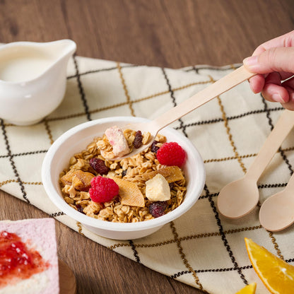 Compostable Splinter - Free Wooden Cutlery Set - Heavy - Duty Fork, Knife &amp; Spoon for Events - Leaf with life