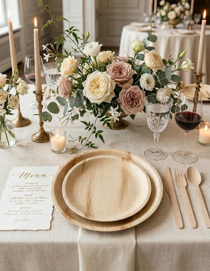 Compostable Splinter - Free Wooden Cutlery Set - Heavy - Duty Fork, Knife &amp; Spoon for Events - Leaf with life