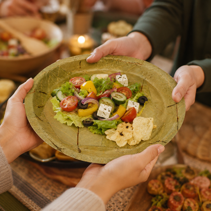 11" Sal Leaf Dinner Plates - Naturally Textured Leaf Plates for Gatherings, Picnics &amp; Catering