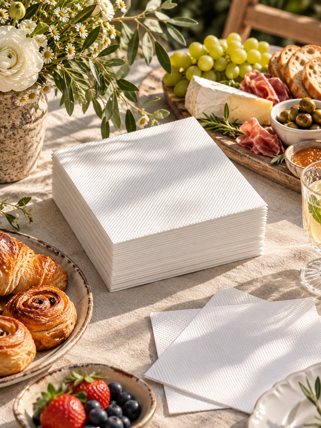 2-Ply White Paper Napkins - Soft &amp; Absorbent Disposable Napkins for Parties &amp; Gatherings