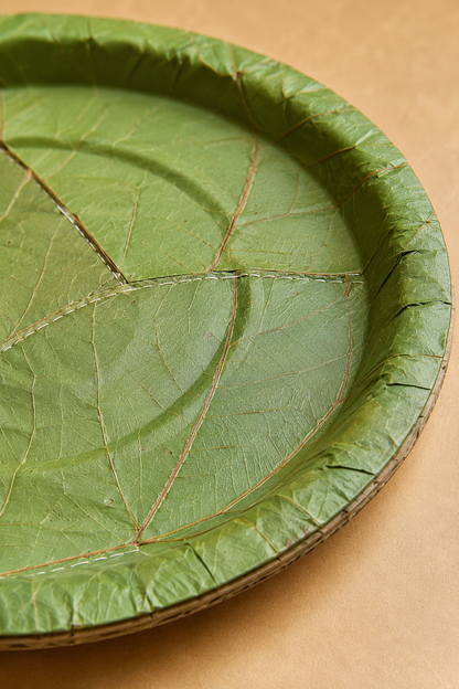 9" Sal Leaf Plates - Natural Round Plates for Meals, Salads, Picnics &amp; Catering