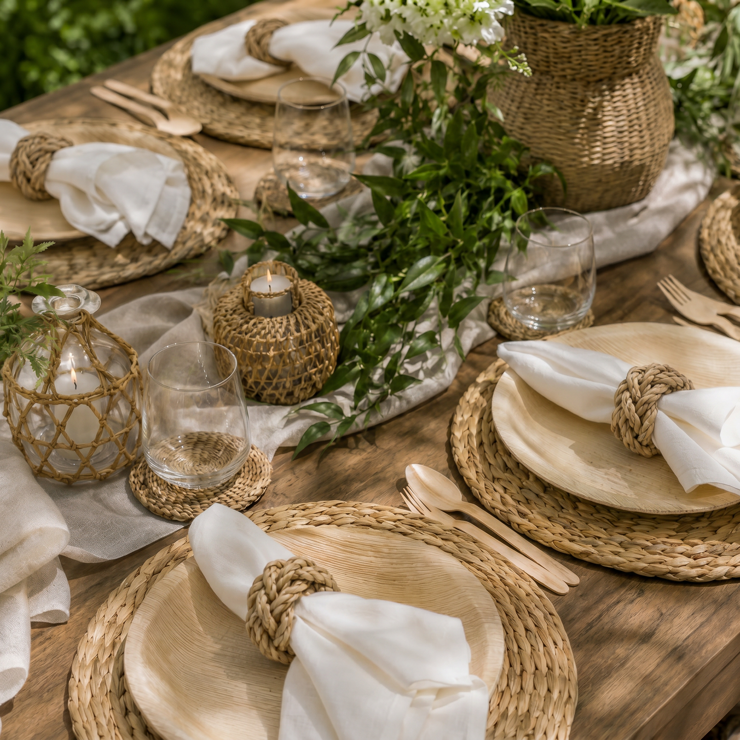 Handwoven Corn Husk Napkin Rings for Weddings &amp; Dining, Set of 6