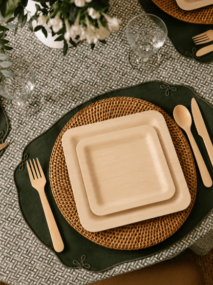 Premium Bamboo Wedding Dinnerware Set - Serves 100 Guests - Leaf with life