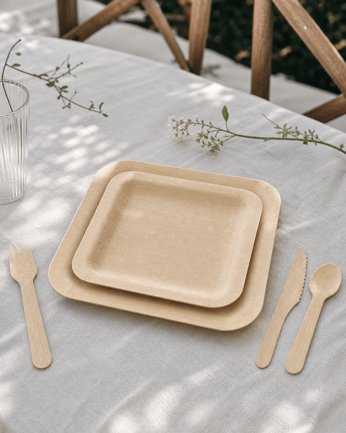 Premium Bamboo Wedding Dinnerware Set - Serves 100 Guests - Leaf with life