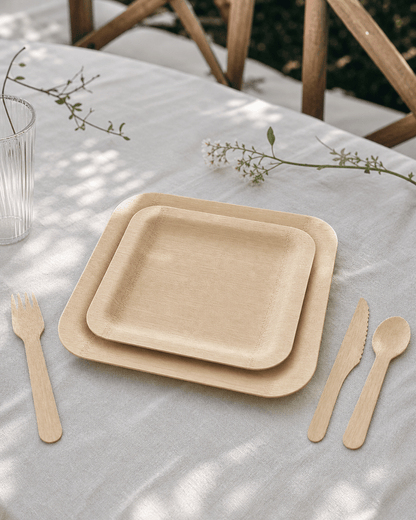 Premium Bamboo Wedding Dinnerware Set - Serves 100 Guests - Leaf with life