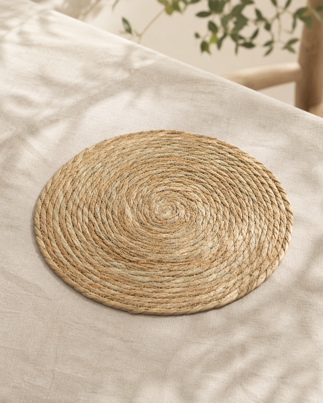 12" Round Water Hyacinth Placemats - Handwoven Table Mats for Weddings &amp; Gatherings -  Leaf with Life