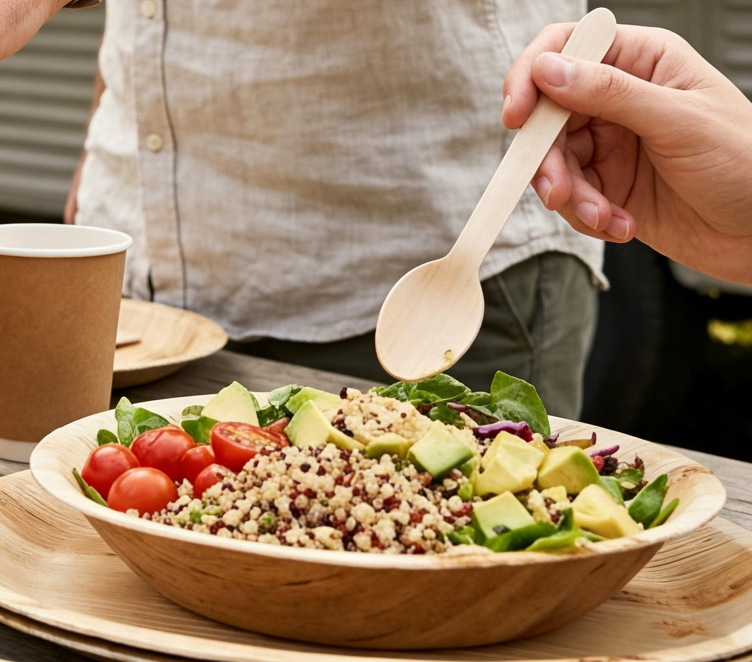 Sturdy Splinter - Free Bamboo Cutlery Set - Compostable Fork, Knife &amp; Spoon for Events - Leaf with life