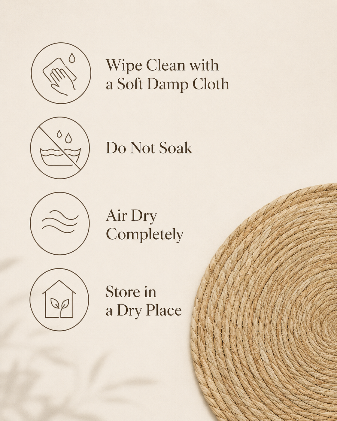 12" Round Water Hyacinth Placemats - Handwoven Table Mats for Weddings &amp; Gatherings -  Leaf with Life