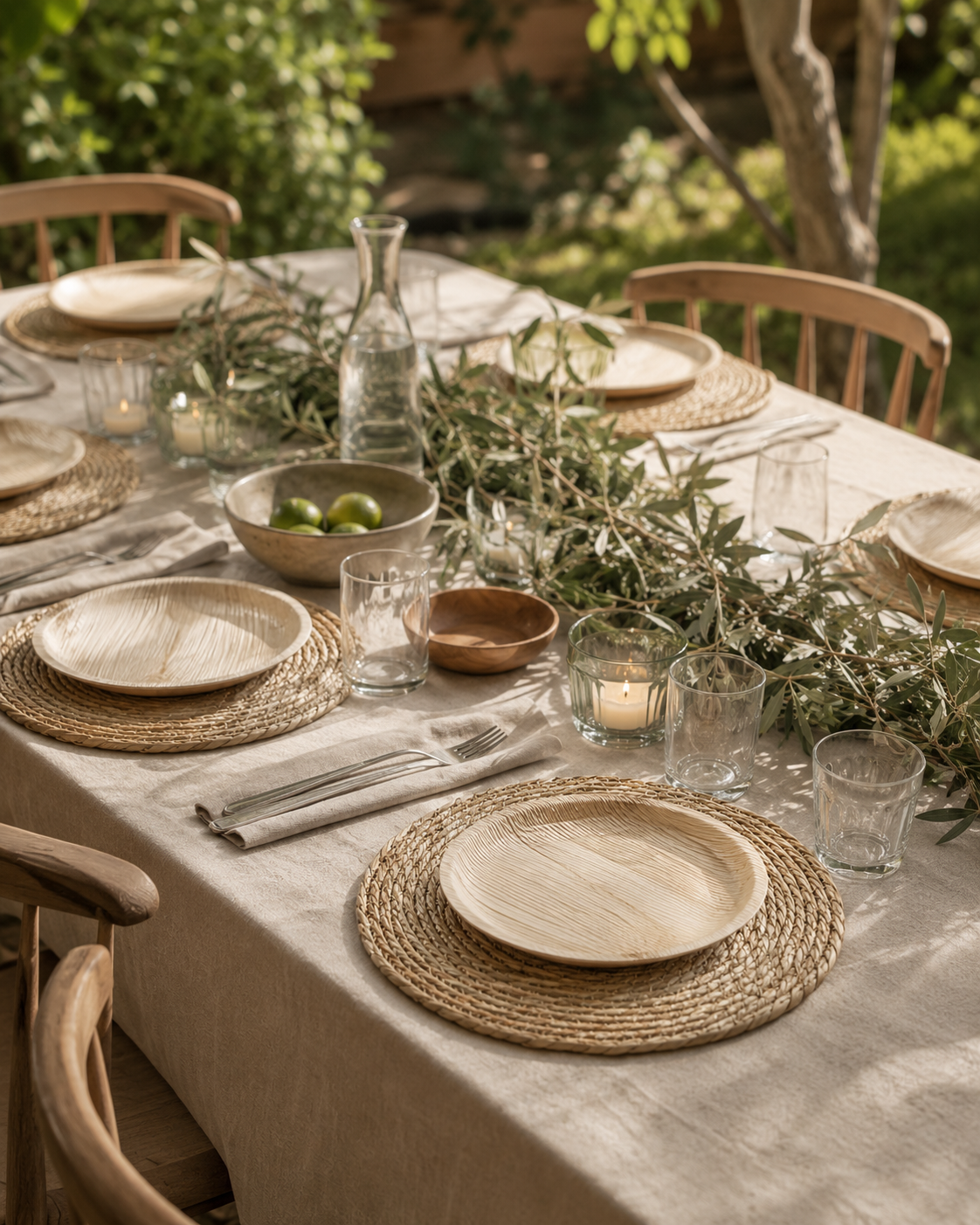 12" Round Water Hyacinth Placemats - Handwoven Table Mats for Weddings &amp; Gatherings -  Leaf with Life